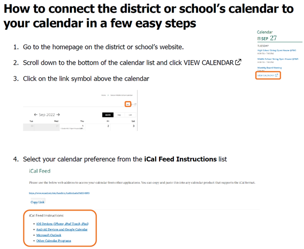 Overview of steps to sync calendar